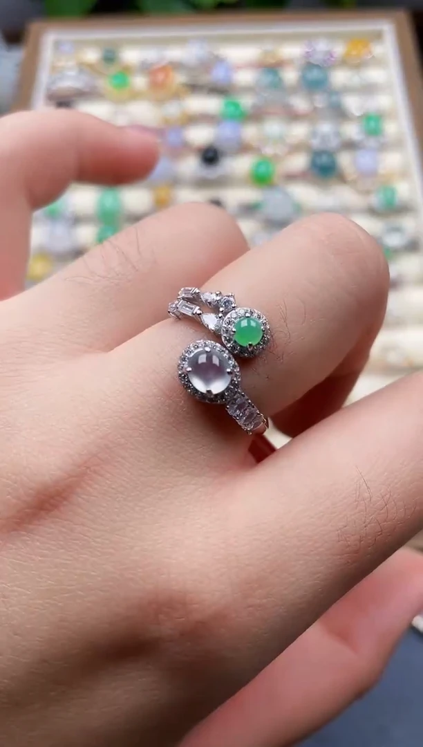 银S925镶嵌戒指翡翠86