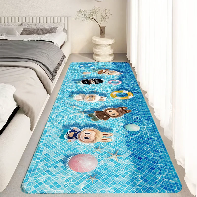 labubu拉布布夏日泳池床边毯地垫水晶绒高克重乳胶低防滑门店脚垫