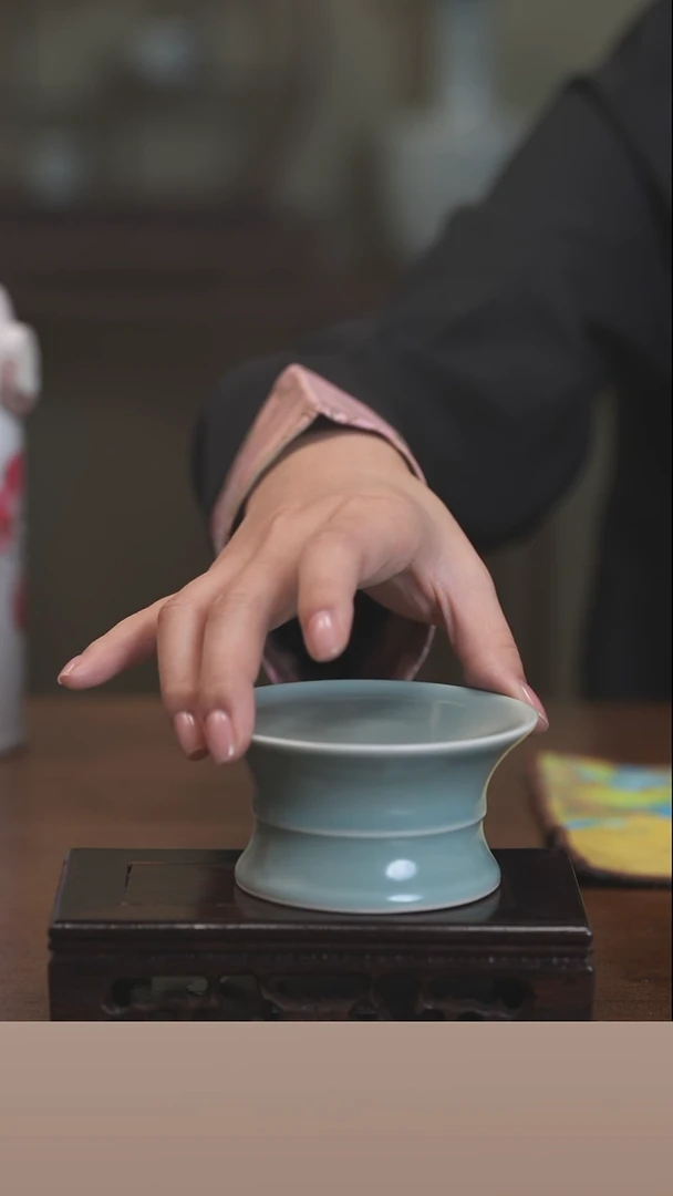 【闪购商品】清凉寺原产地仿古釉手工汝瓷盖置贵人台