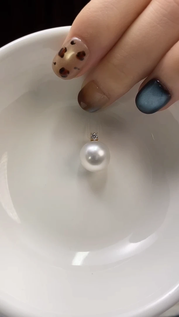 吊坠(不含链)18K金镶嵌海水珍珠澳白珍珠吊坠11-12