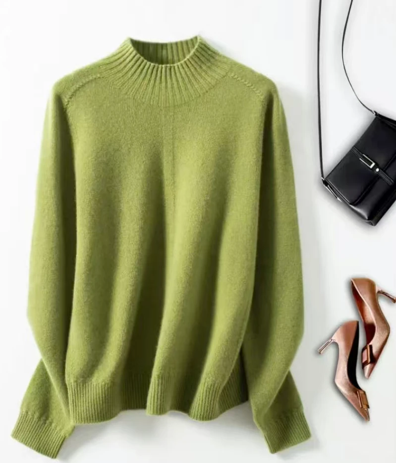 2908保暖短款半高领双股加厚女羊绒衫羊绒衫百搭套衫女士