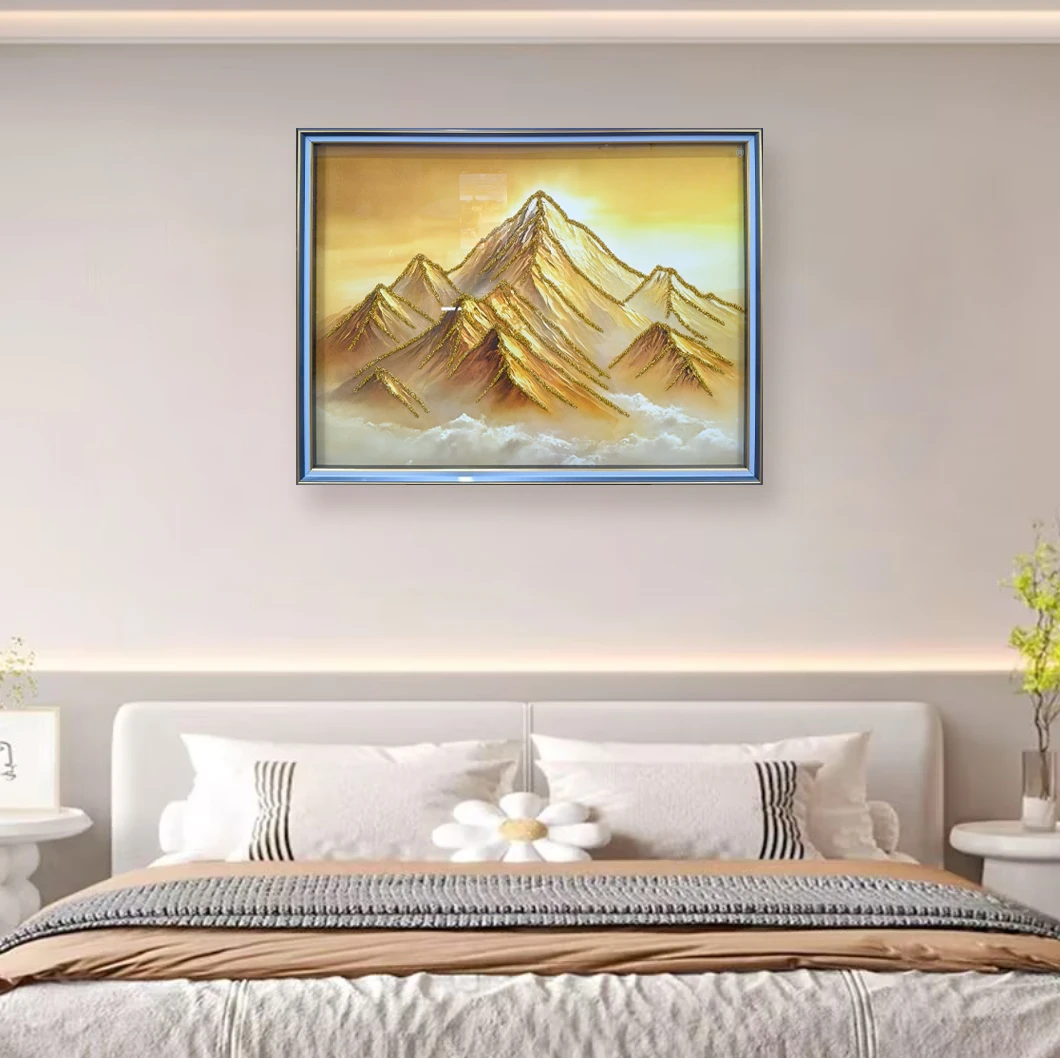 钢化玻璃【背靠金山】床头主卧次卧餐厅客厅装饰画客金山沙发背景墙