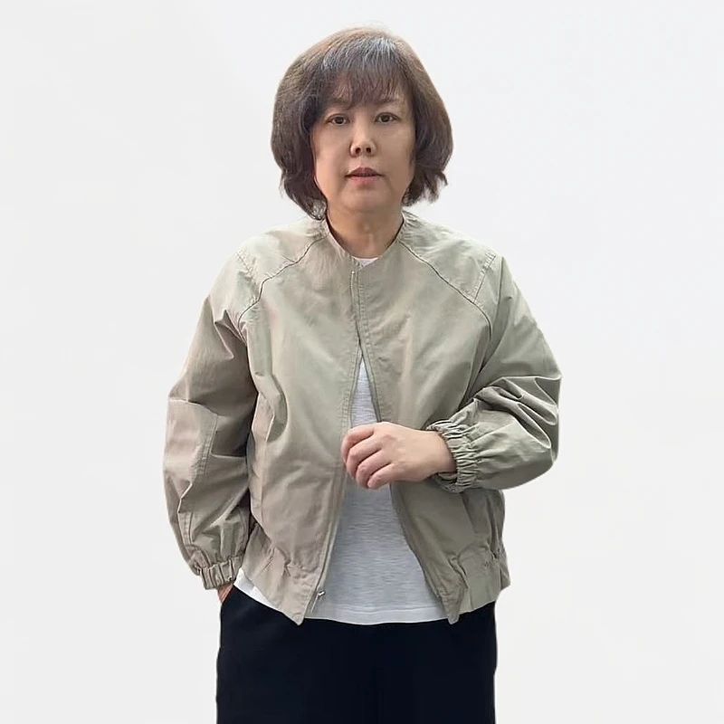 【香香优选】韩国女士圆领下摆抽带松紧袖口春秋短外套新款舒适百搭