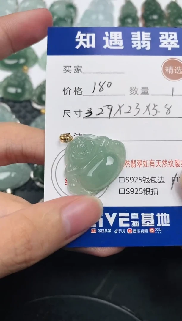 颈饰银S925镶嵌翡翠挂件