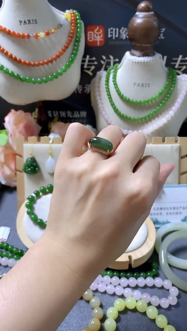 银S925镶嵌戒指和田玉  天然和田玉/支持复检/多样性发一cg