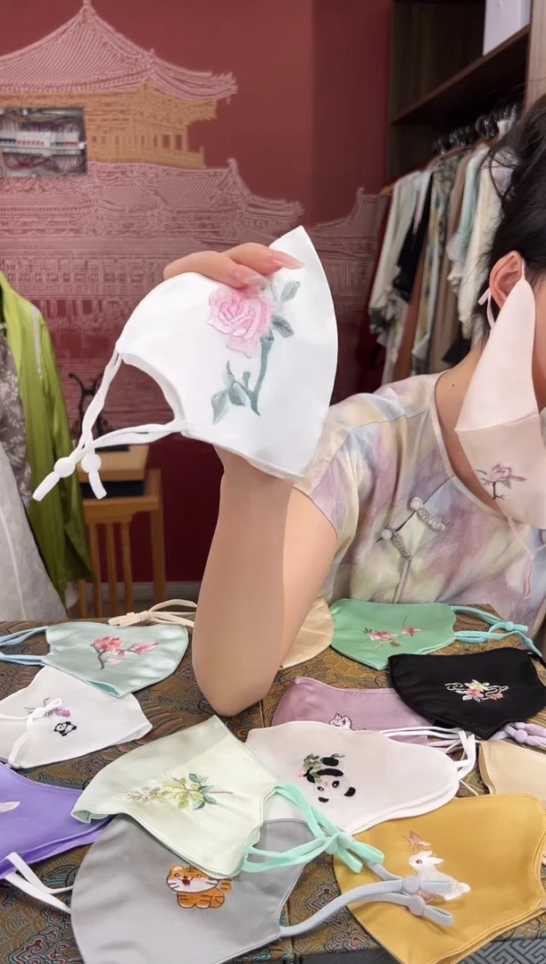 刺绣苏绣手工刺绣100桑蚕丝面罩