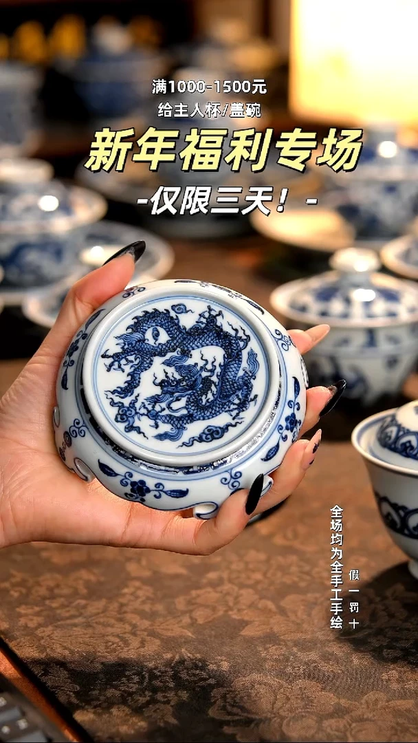 景德镇全手工手绘柴窑茶器福利