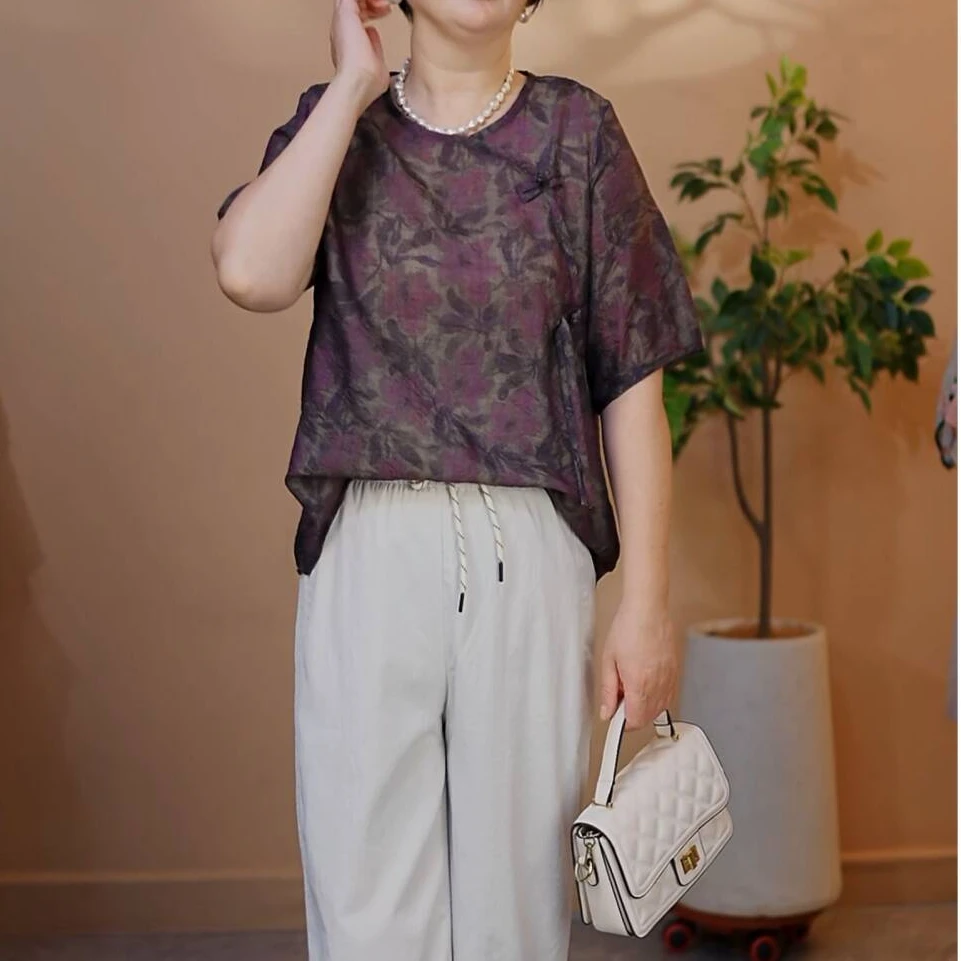 夏季新款时尚气质显瘦百搭衬衫洋气妈妈-67