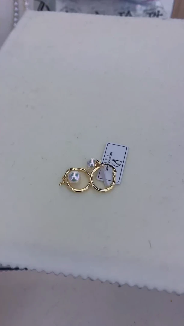 银S925镶嵌饰品海水珍珠银版许红豆耳扣