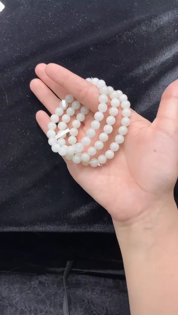 手串未镶嵌和田玉新疆黑山料卡8圆珠手串多样性发其一