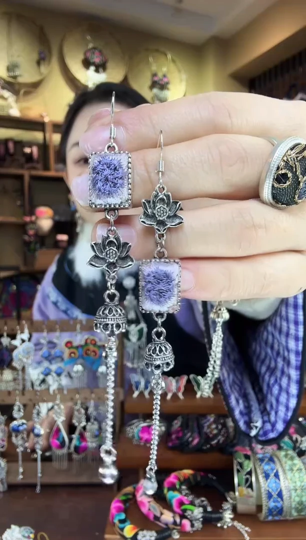 刺绣非遗刺绣民族风耳环