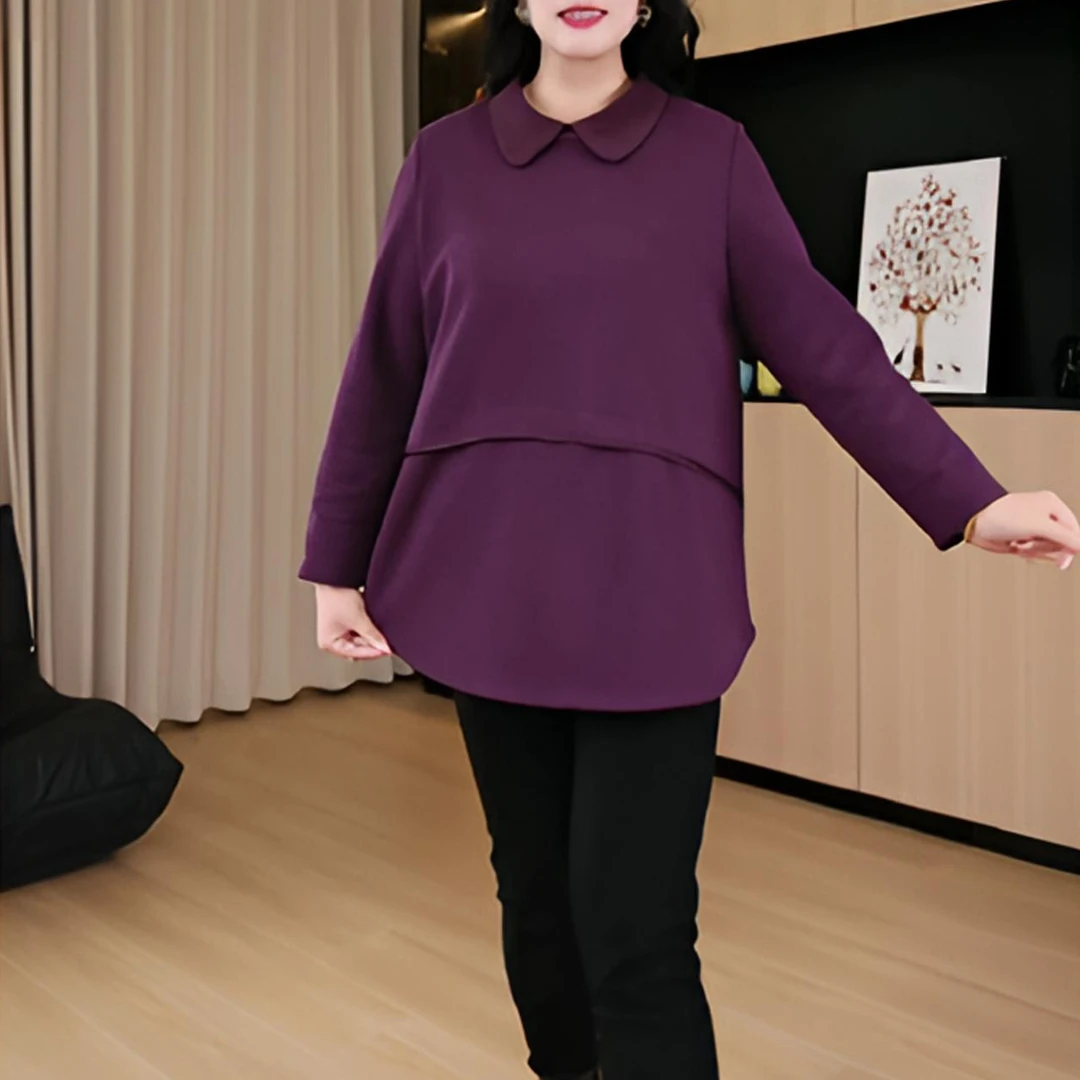 （现现款）大码女装时尚简约百搭遮肚显瘦新款翻领衬衫241336加绒