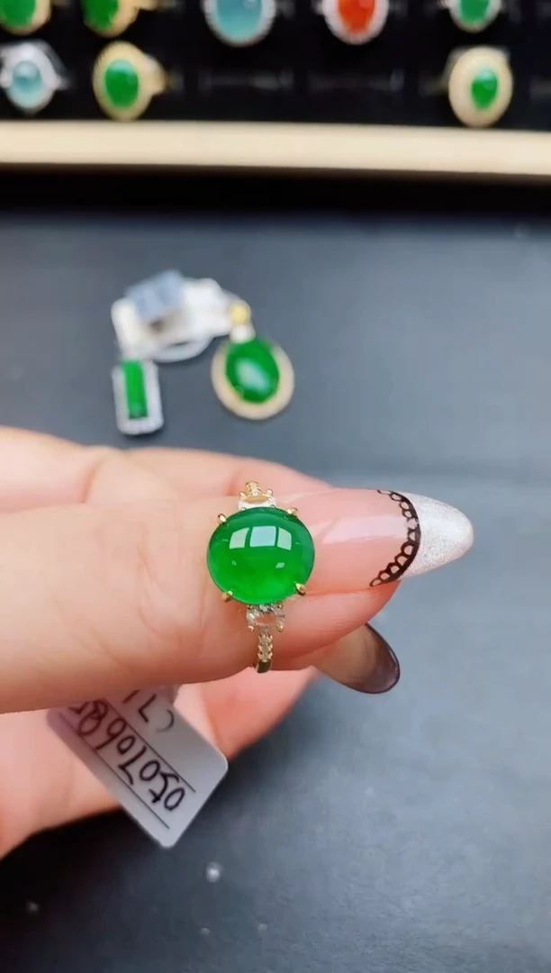 翡翠戒指银S925镶嵌5805