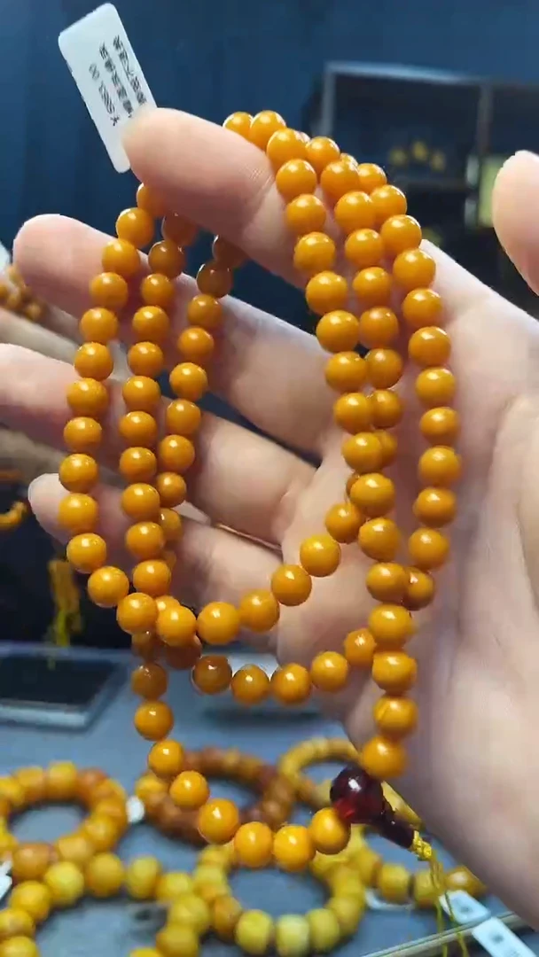 琥珀颈饰未镶嵌蜜蜡圆珠佛珠