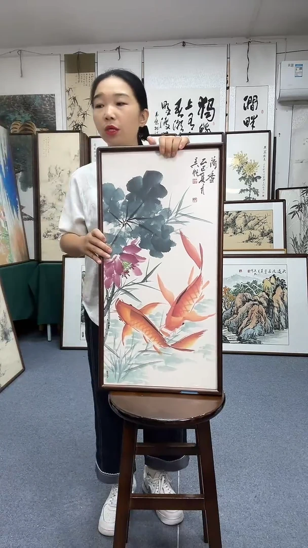 国画35*68实木画框京东包邮手绘