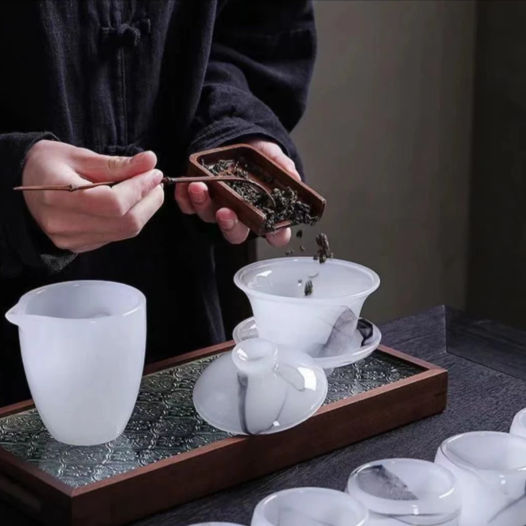 冰种琉璃水墨茶具家用整套功夫茶杯陶瓷高档（无礼盒）