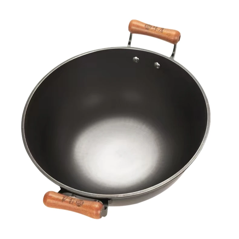 豫鹰双耳加深型铸铁0涂层炖炒锅电磁炉燃气灶通用（单锅无赠品）