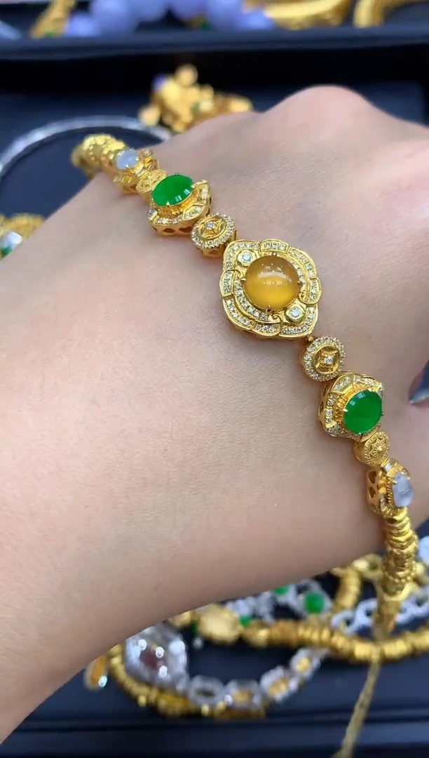 18K金镶嵌手链翡翠840-中国好珍宝