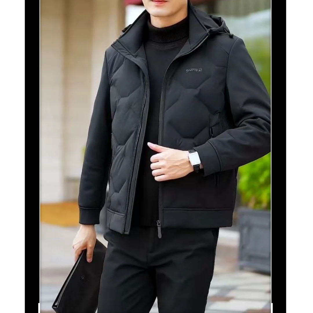 小施家男士高端时尚连帽商务款羽绒外套2521