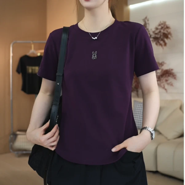 SHUOBAI/说白【圆领】912#减龄遮肉修身显瘦短袖T恤40-50岁