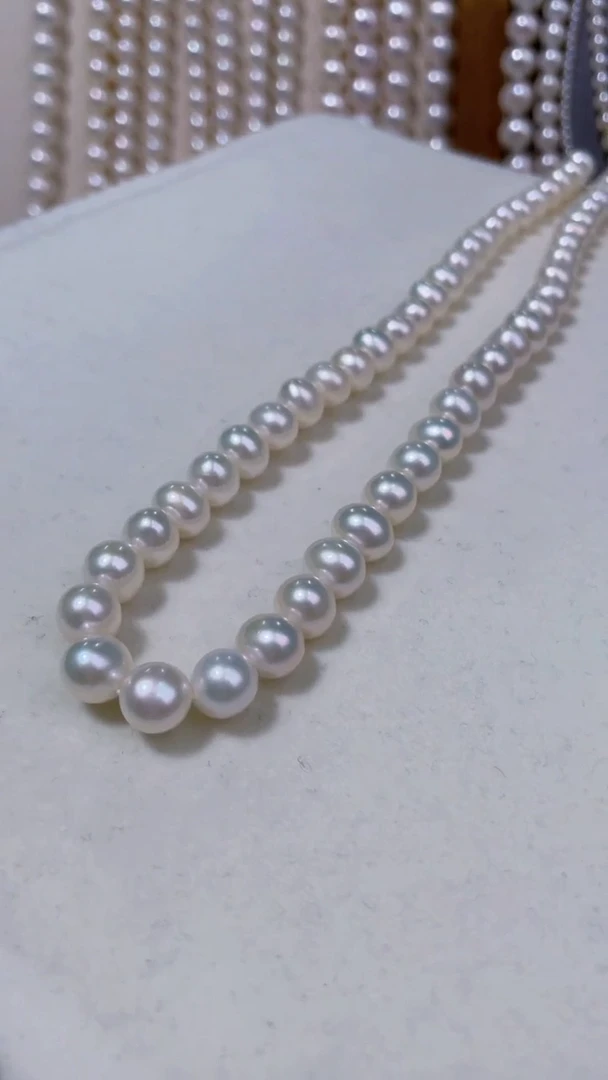 【闪购商品】淡水珍珠项链银S925镶嵌7.5-8.5MM