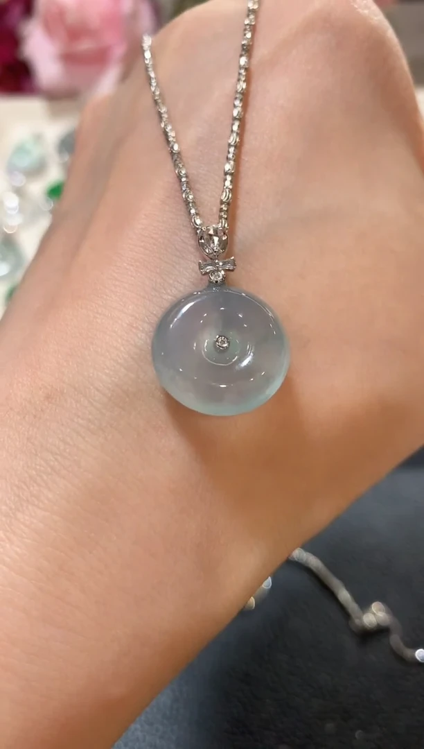 吊坠(不含链)18K金镶嵌翡翠n5