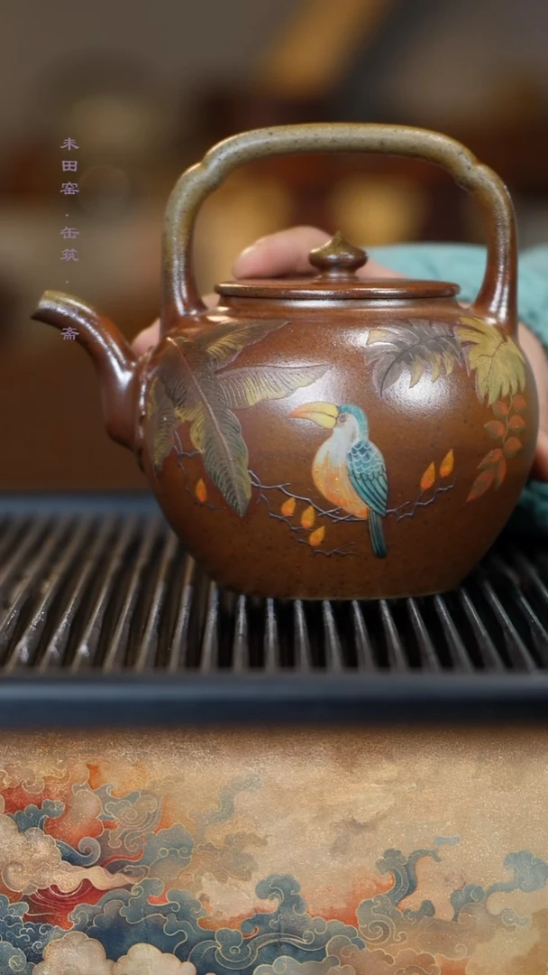 茶壶紫砂柴烧段泥大嘴鸟煮水壶1000cc