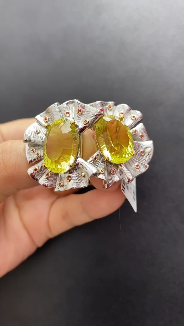 银S925镶嵌耳饰水晶耳钉