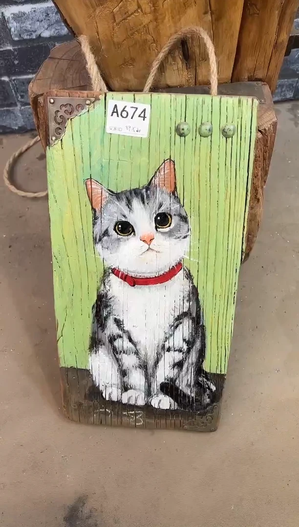 大*风化老门板丙烯画