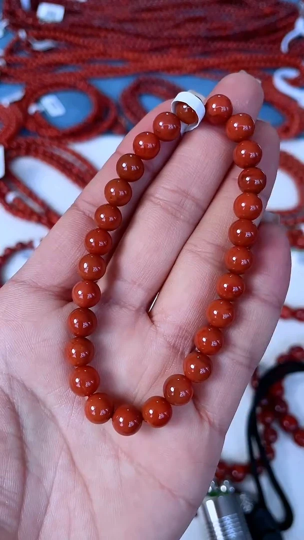 未镶嵌手串南红玛瑙N08凉山瓦西料柿子锦单圈多样性发其一