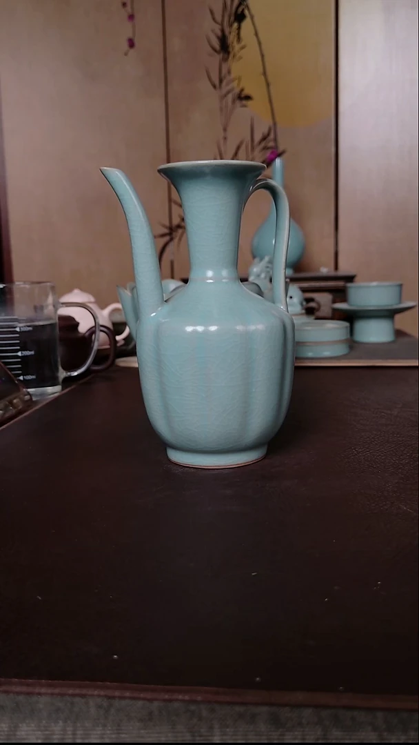 摆件瓷汝窑天青执壶