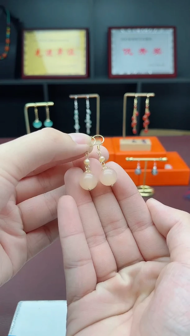 银S925镶嵌耳饰玛瑙/玉髓218