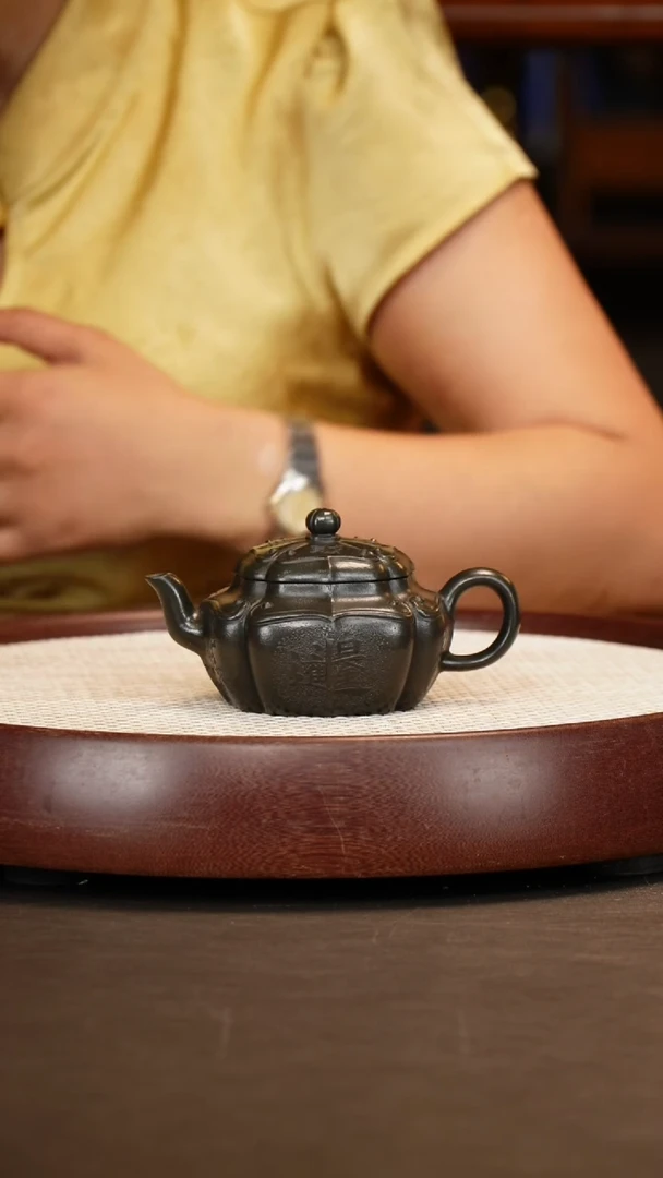 茶壶紫砂【朱持平】可心绿泥四方如意