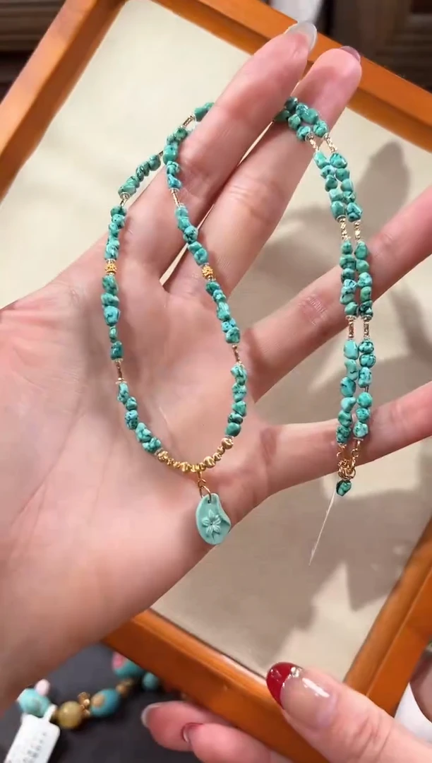 【闪购商品】绿松石颈饰18K金镶嵌绿松石项链