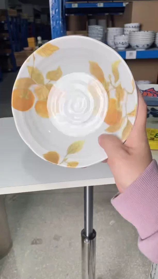 陶瓷【1支】彩绘柿子6.5英寸浅钵