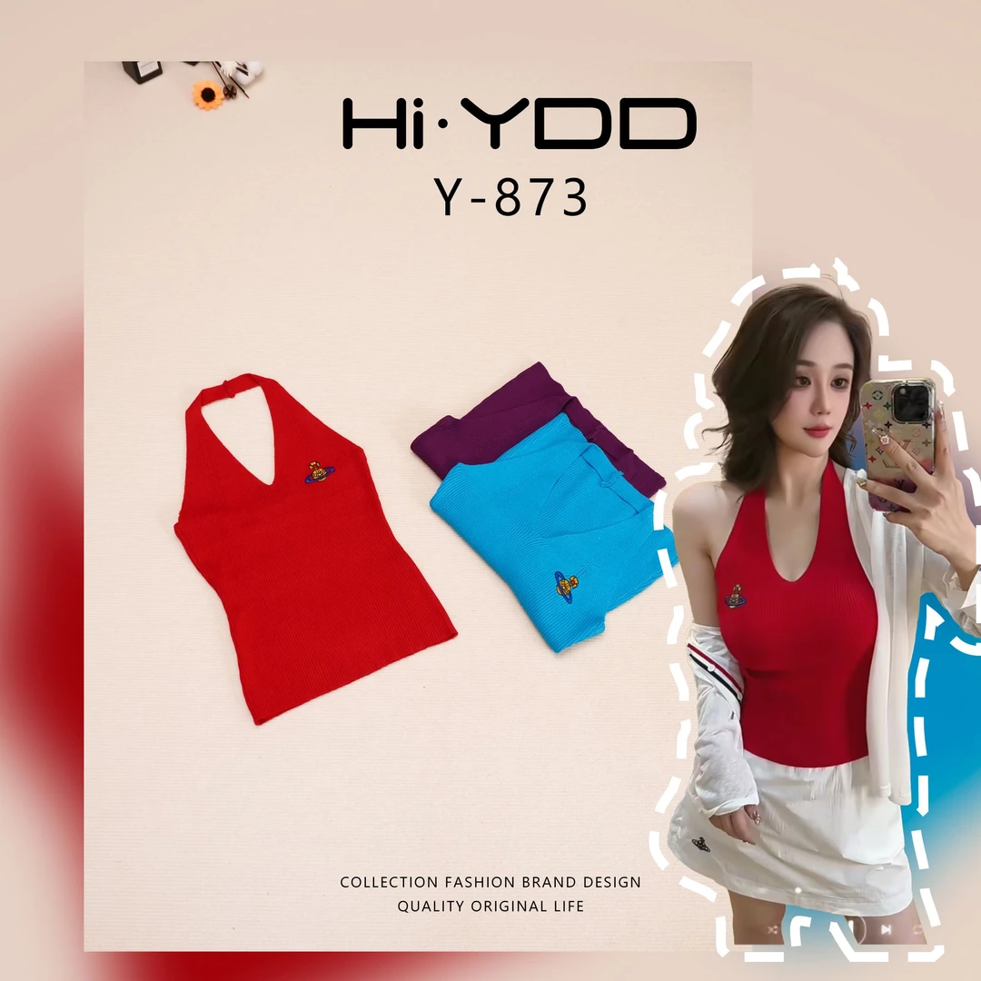 YDD•「Y-873」无袖挂脖小土星背心上衣CY-009