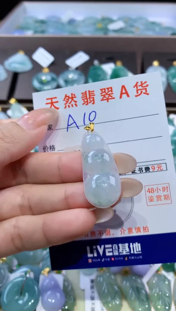 颈饰18K金镶嵌翡翠天然翡翠A货挂件