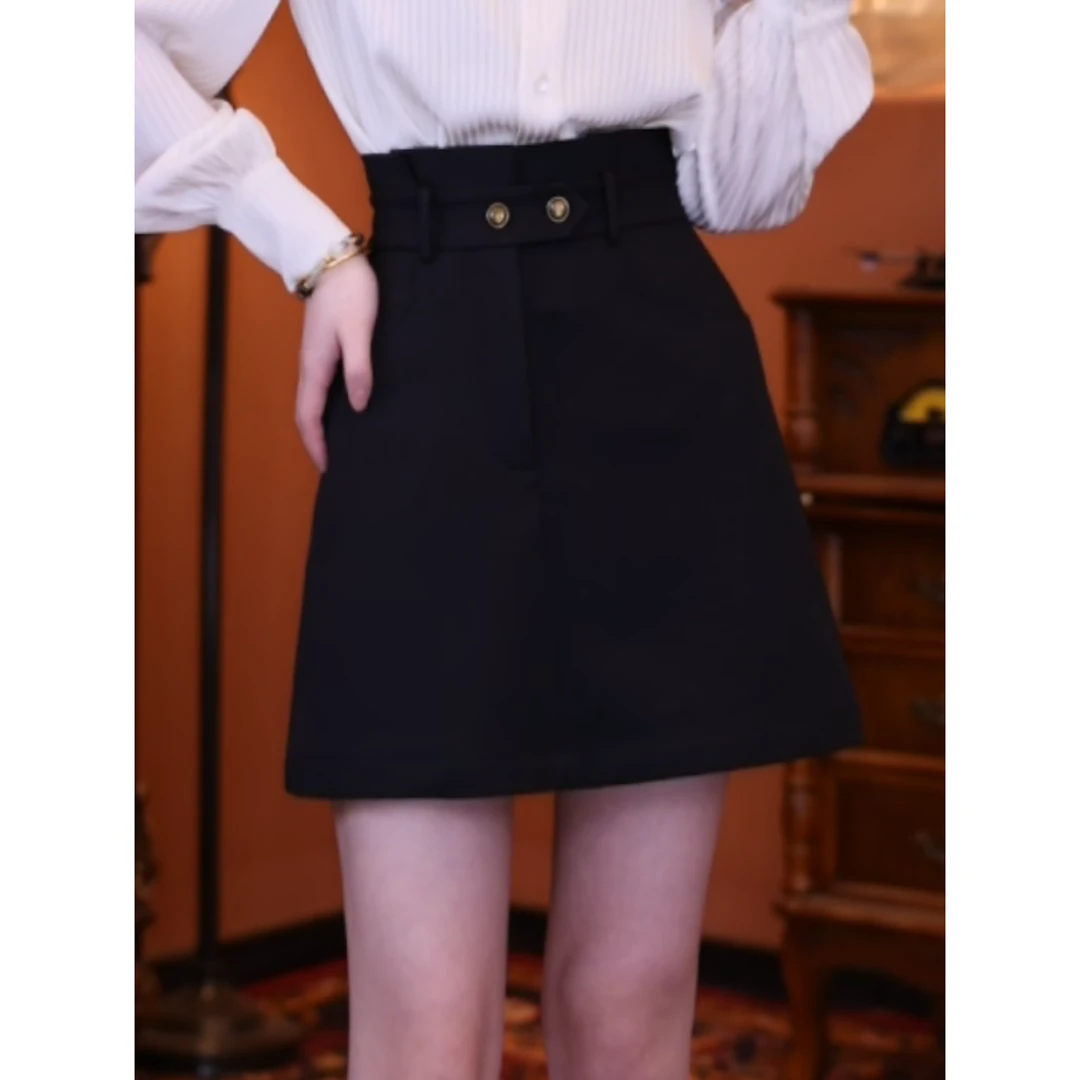 蒋肉肉【心软的神】复古百搭显瘦半身裙高腰女装短裙01604