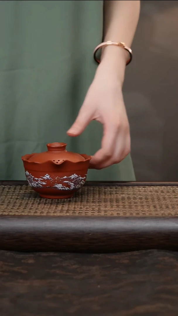 茶杯紫砂雪花盖碗