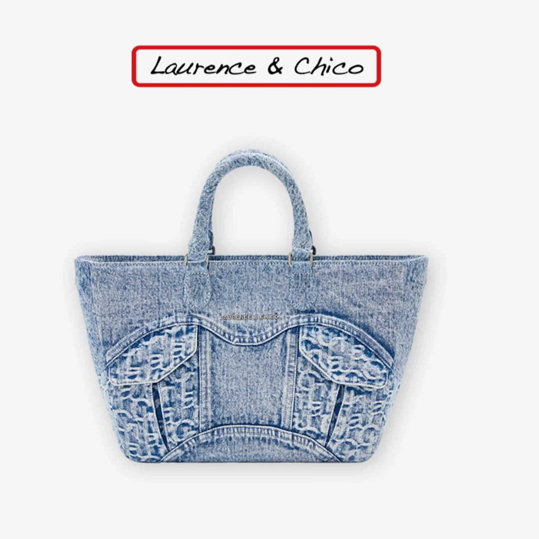 LauLau ChiChi牛仔提花口袋Tote包中号C3AE10322129，C3AE10322130
