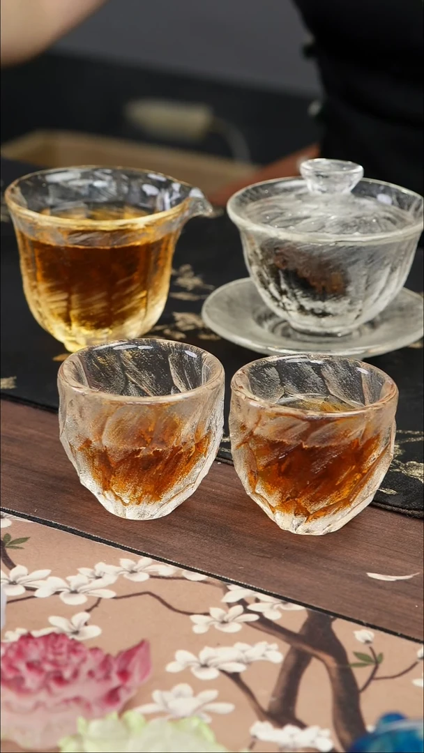 手工艺品琉璃柠****』君子公道1铃铛杯2橘瓣盖碗1原矿水晶杯垫1