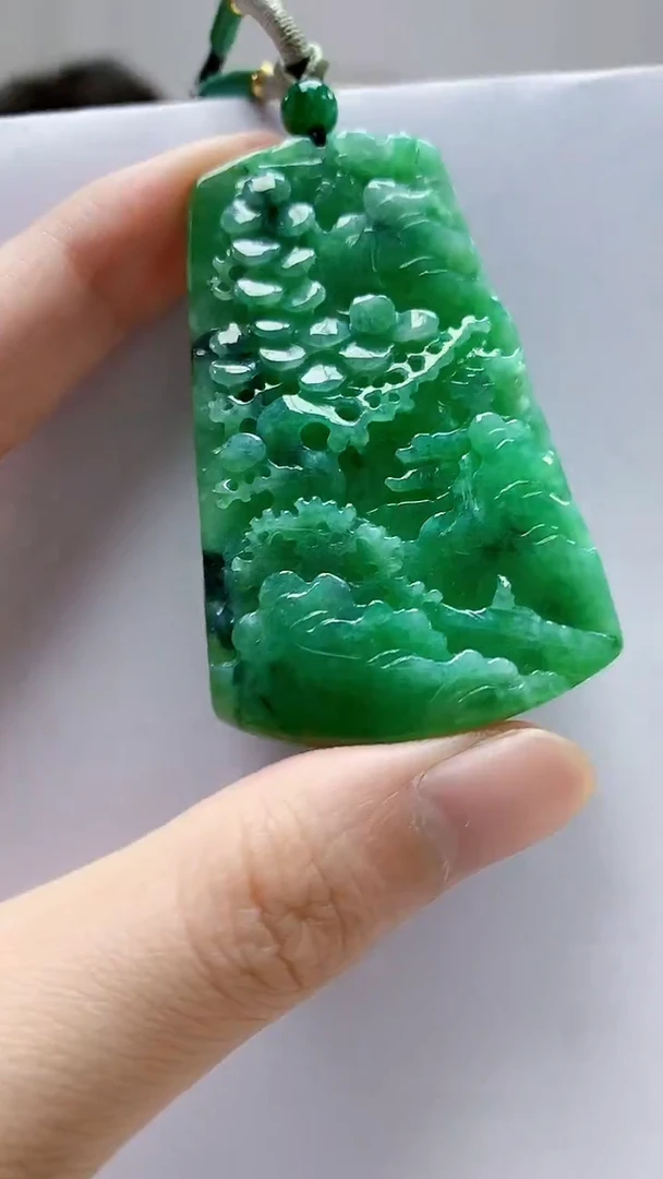 未镶嵌定制翡翠4688zm-毛货挂件山水42