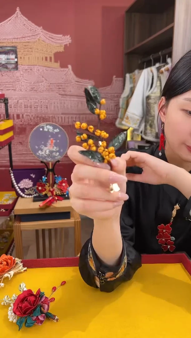 【闪购商品】刺绣非遗绒花（发饰）