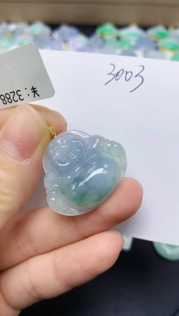 翡翠18K金镶嵌颈饰 天然缅甸翡翠A货
