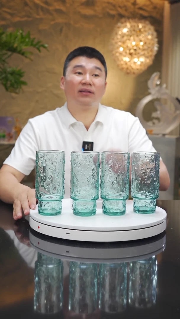 瓷片福利浅蓝水杯一套四只