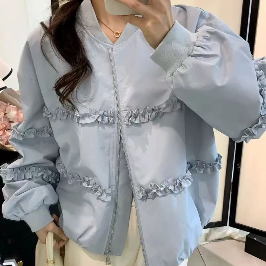 （更衣铺专属）213韩版百搭木耳边棒球服02厂