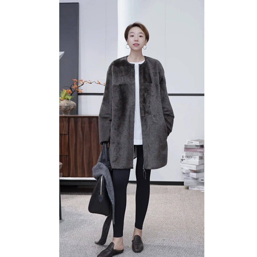 【黑巴克玫瑰】士耳其進口直毛拉贡轻盈奢暖拉链外套25330039