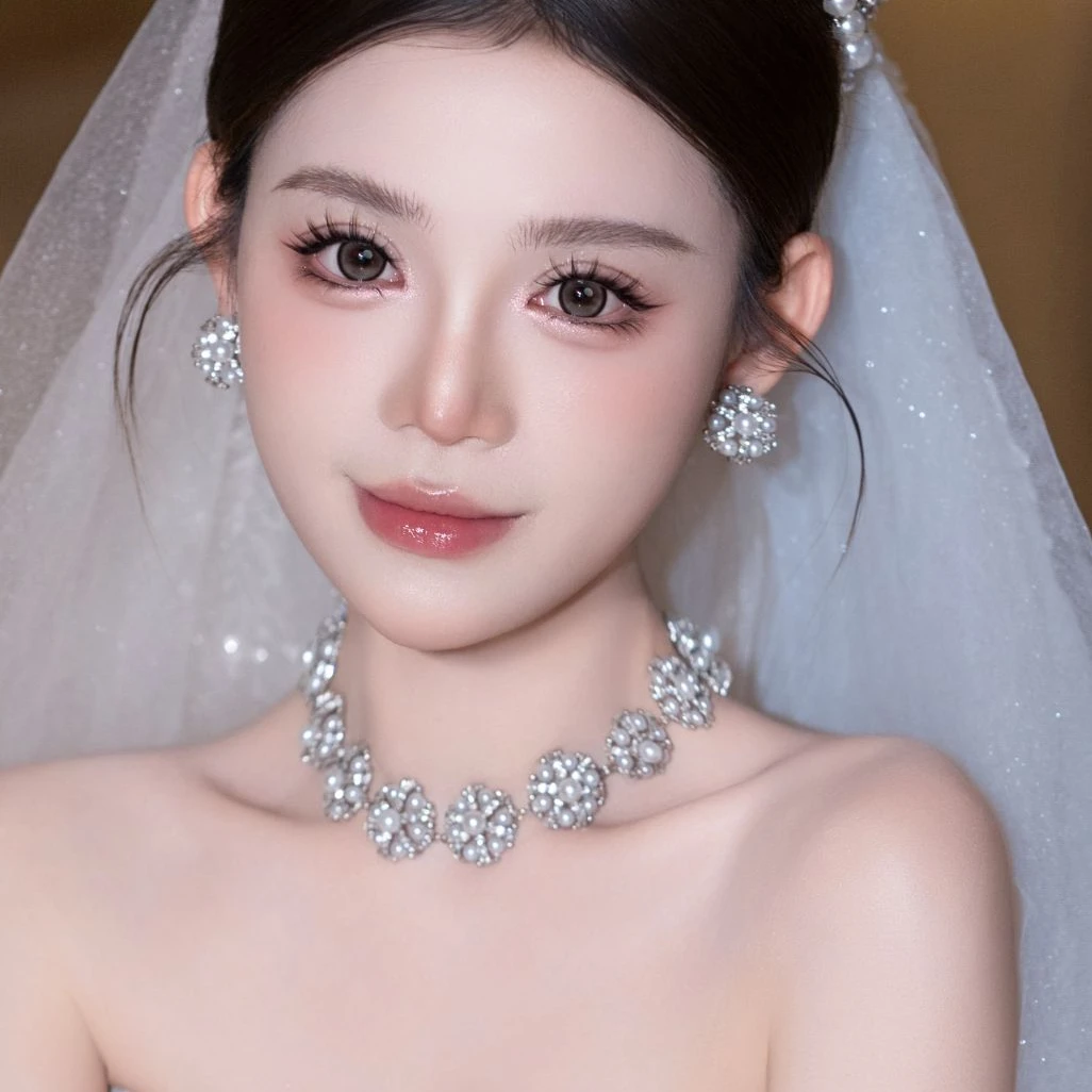 铜合金婚庆饰品 婚庆饰品01219新娘百搭配饰甜美项链耳环套装
