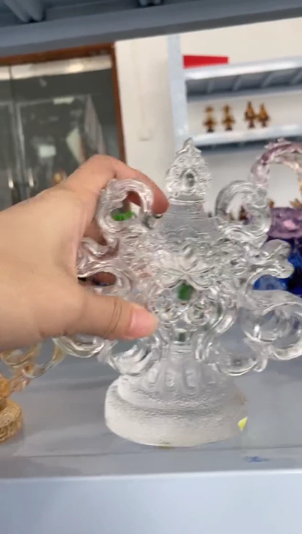 手工艺品琉璃643 白色莲花 微瑕介意勿拍 不退不换 不带礼盒