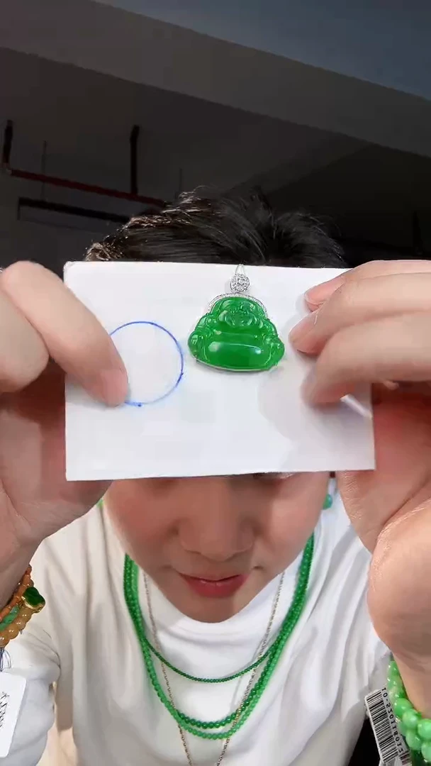 【闪购商品】翡翠颈饰18K金镶嵌缅料A货翡翠/支持复检/一件